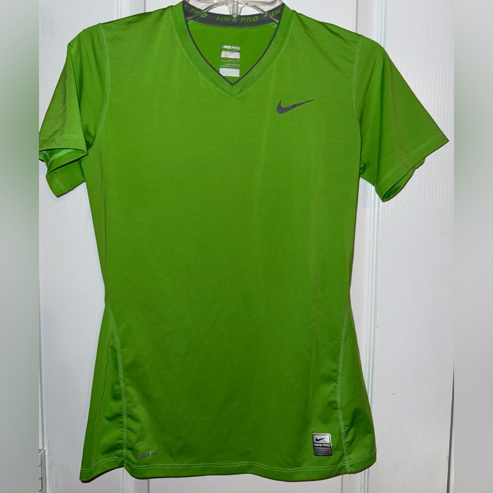 Nike Pro Neon Green Compression Athletic Top Size S